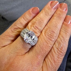 Size 7 Oval cz Sterling Silver Diamond 6ct Engagement Wedding Ring